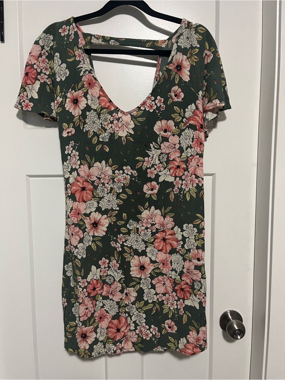 Billabong Green Mini Dress with Pink Floral Print